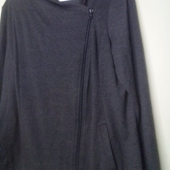 New Directions Shirt Jacket L Long Sleeve Off Center Zipper Pockets Soft Gray - Picture 10 of 16
